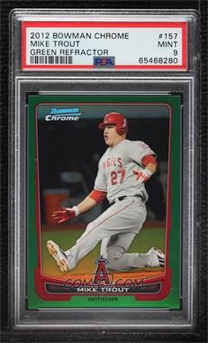 2012 Bowman Chrome - [Base] - Rack Pack Green Refractor #157 - Mike Trout [PSA 9 MINT]