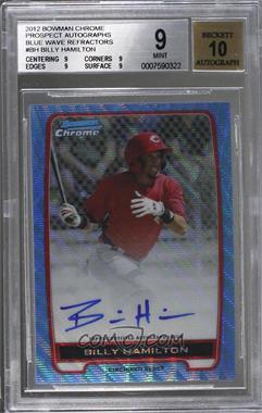 2012 Bowman Chrome - Prospects Autographs - Blue Wave Refractor #BCA-BH - Billy Hamilton /50 [BGS 9 MINT]