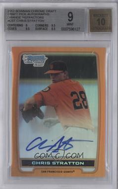 2012 Bowman Draft Picks & Prospects - Chrome Draft Picks Autographs - Orange Refractor #BCA-CST - Chris Stratton /25 [BGS 9 MINT]