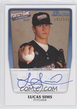 2012 Bowman Draft Picks & Prospects - Perfect Game All-American Autographs #AAC-LS - Lucas Sims /235