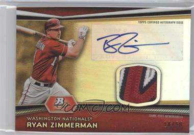 2012 Bowman Platinum - Autographed Relic - Gold Refractor Patch #AR-RZ - Ryan Zimmerman /50