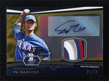2012 Bowman Platinum - Autographed Relic - Gold Refractor Patch #AR-YD - Yu Darvish /50
