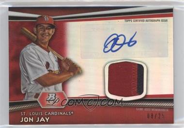 2012 Bowman Platinum - Autographed Relic - Red Refractor Patch #AR-JJ - Jon Jay /25