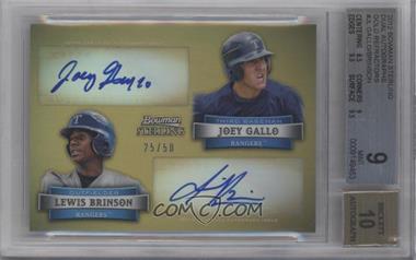 2012 Bowman Sterling - Dual Autographs - Gold Refractor #DA-JL - Joey Gallo, Lewis Brinson /50 [BGS 9 MINT]