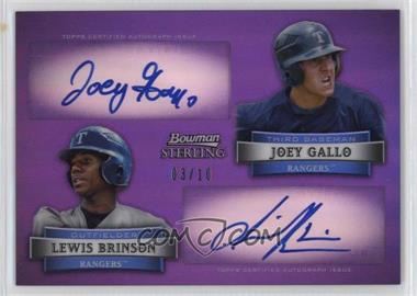 2012 Bowman Sterling - Dual Autographs - Purple Refractor #DA-JL - Joey Gallo, Lewis Brinson /10
