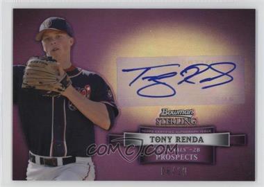 2012 Bowman Sterling - Prospect Autographs - Purple Refractor #BSAP-TRE - Tony Renda /10