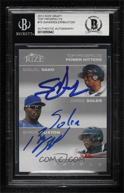 2012 Leaf Rize Draft - Top Prospects Triple #MS-JS-BB - Miguel Sano, Jorge Soler, Byron Buxton [BAS BGS Authentic]