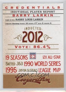 2012 Panini Cooperstown - Credentials #18 - Barry Larkin