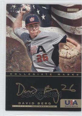 2012 Panini USA Baseball National Team - Collegiate National Team - Black Gold Collegiate Marks #1 - David Berg /100