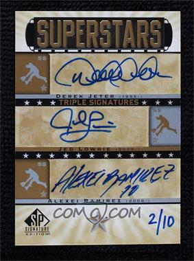 2012 SP Signature Edition - Superstars Triple Signatures #SU3-AL-SS - Derek Jeter, Jed Lowrie, Alexei Ramirez /10