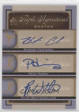 2012 SP Signature Edition - Triple Signatures #BOS36 - Hunter Cervenka, Pete Hissey, Ryan Westmoreland