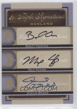 2012 SP Signature Edition - Triple Signatures #OAK18 - Jemile Weeks, Brett Hunter, Max Stassi