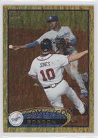 Dee Gordon (Chipper Jones Sliding)