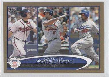 2012 Topps - [Base] - Gold #192 - Active Leaders - Chipper Jones, Albert Pujols, Andruw Jones /2012