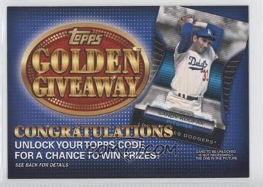 2012 Topps - Golden Giveaway Code Cards #GGC-10 - Sandy Koufax