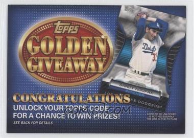 2012 Topps - Golden Giveaway Code Cards #GGC-10 - Sandy Koufax