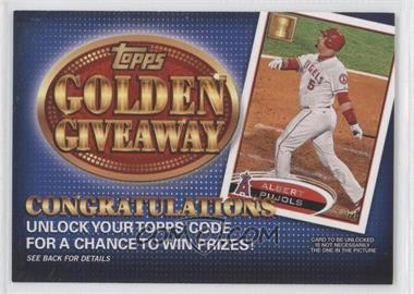 2012 Topps - Golden Giveaway Code Cards #GGC-11 - Albert Pujols