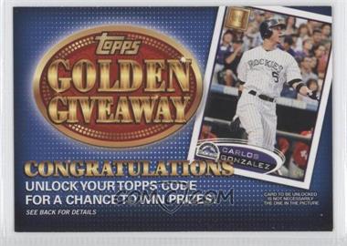 2012 Topps - Golden Giveaway Code Cards #GGC-15 - Carlos Gonzalez