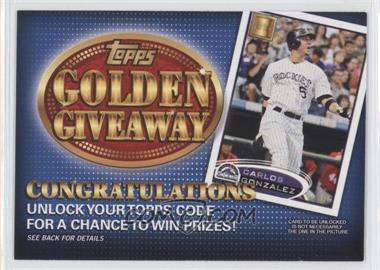 2012 Topps - Golden Giveaway Code Cards #GGC-15 - Carlos Gonzalez