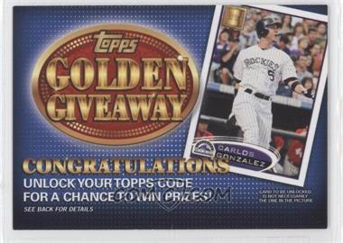 2012 Topps - Golden Giveaway Code Cards #GGC-15 - Carlos Gonzalez