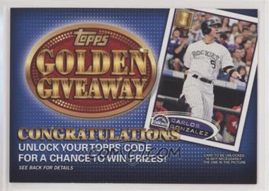 2012 Topps - Golden Giveaway Code Cards #GGC-15 - Carlos Gonzalez