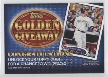 2012 Topps - Golden Giveaway Code Cards #GGC-15 - Carlos Gonzalez