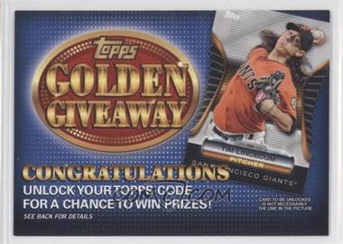 2012 Topps - Golden Giveaway Code Cards #GGC-17 - Tim Lincecum