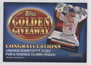 2012 Topps - Golden Giveaway Code Cards #GGC-6 - Albert Pujols