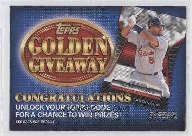 2012 Topps - Golden Giveaway Code Cards #GGC-6 - Albert Pujols