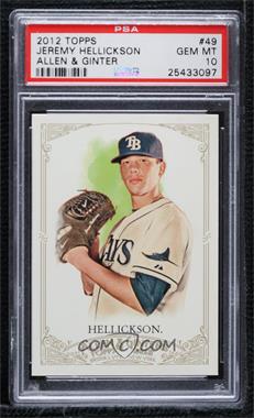 2012 Topps Allen & Ginter's - [Base] #49 - Jeremy Hellickson [PSA 10 GEM MT]