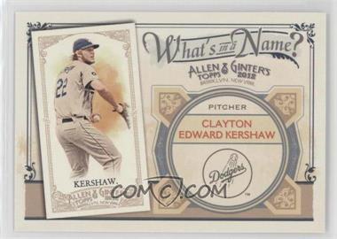 2012 Topps Allen & Ginter's - What's in a Name? #WIN34 - Clayton Kershaw