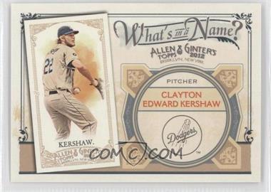 2012 Topps Allen & Ginter's - What's in a Name? #WIN34 - Clayton Kershaw