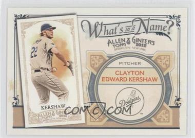 2012 Topps Allen & Ginter's - What's in a Name? #WIN34 - Clayton Kershaw