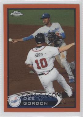 2012 Topps Chrome - [Base] - Retail Orange Refractor #136 - Dee Gordon (Chipper Jones Sliding)