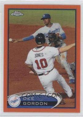 2012 Topps Chrome - [Base] - Retail Orange Refractor #136 - Dee Gordon (Chipper Jones Sliding)