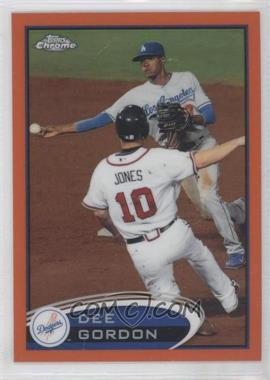 2012 Topps Chrome - [Base] - Retail Orange Refractor #136 - Dee Gordon (Chipper Jones Sliding)