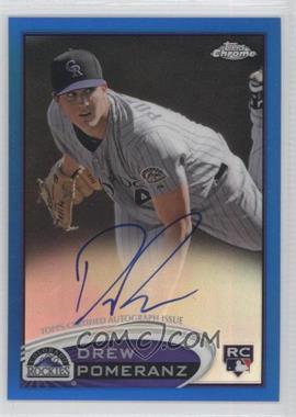 2012 Topps Chrome - [Base] - Rookie Autographs Blue Refractor #155 - Drew Pomeranz /199