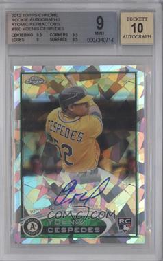 2012 Topps Chrome - [Base] - Rookie Autographs Crystal Atomic Refractor #180 - Yoenis Cespedes /10 [BGS 9 MINT]