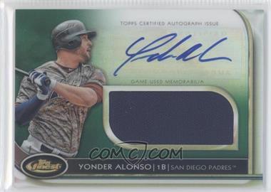 2012 Topps Finest - Autographed Jumbo Relic Rookies - Green Refractor #AJR-YA - Yonder Alonso /199