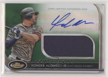 2012 Topps Finest - Autographed Jumbo Relic Rookies - Green Refractor #AJR-YA - Yonder Alonso /199