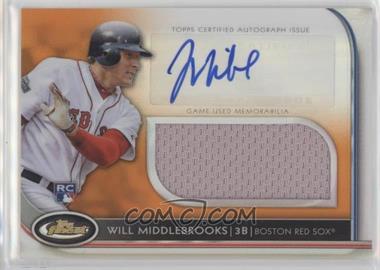 2012 Topps Finest - Autographed Jumbo Relic Rookies - Orange Refractor #AJR-WMI - Will Middlebrooks /99