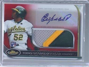 2012 Topps Finest - Autographed Jumbo Relic Rookies - Red Refractor #AJR-YC - Yoenis Cespedes /25