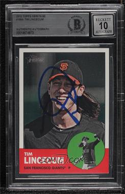 2012 Topps Heritage - [Base] #106.1 - Tim Lincecum (Base) [BAS BGS Authentic]