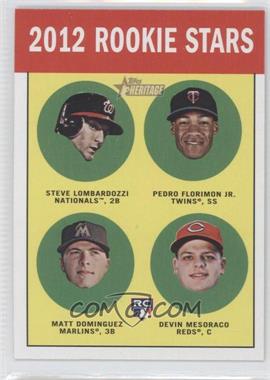 2012 Topps Heritage - [Base] #158 - Rookie Stars - Stephen Lombardozzi, Pedro Florimon, Devin Mesoraco, Matt Dominguez