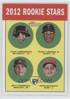 2012 Topps Heritage - [Base] #158 - Rookie Stars - Stephen Lombardozzi, Pedro Florimon, Devin Mesoraco, Matt Dominguez