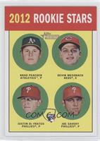 Rookie Stars - Brad Peacock, Devin Mesoraco, Justin De Fratus, Joe Savery (Base)