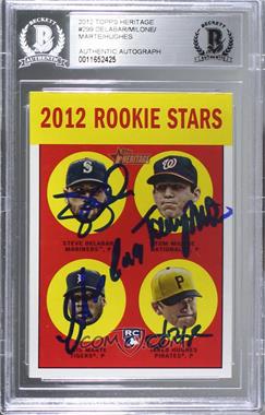 2012 Topps Heritage - [Base] #299 - Rookie Stars - Steve Delabar, Tom Milone, Luis Marte, Jared Hughes [BAS Authentic]