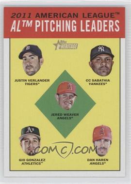 2012 Topps Heritage - [Base] #8 - League Leaders - Justin Verlander, C.C. Sabathia, Jered Weaver, Gio Gonzalez, Dan Haren