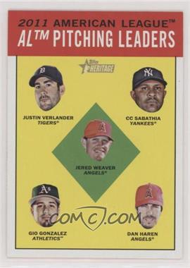 2012 Topps Heritage - [Base] #8 - League Leaders - Justin Verlander, C.C. Sabathia, Jered Weaver, Gio Gonzalez, Dan Haren