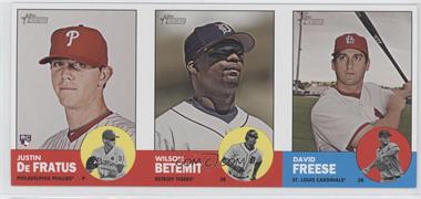 2012 Topps Heritage - Boxloader Ad Panel #DBF - Justin De Fratus, Wilson Betemit, David Freese